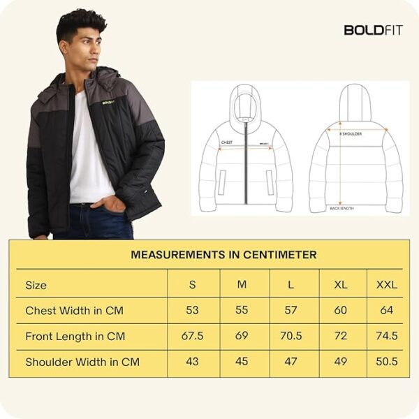 Boldfit Jacket For Men Winter Wear Puffer Standard Length Jacket For Men Monsoon Winter Wear For Men Hooded Winter Jackets For Men Padded Bomber Jacket For Men Full Sleeve Men's - Image 6